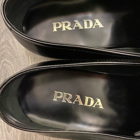 Prada Brushed Black Leather Loafers Size US 10.5 NWT - Picture 3 of 14